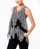 Inc International Concepts Printed Handkerchief-hem Top, Created For Macy's