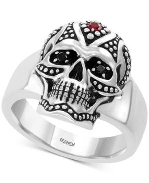 Effy Men's Ruby (1/10 Ct. T.w.) & Diamond Accent Skull Ring In Sterling Silver