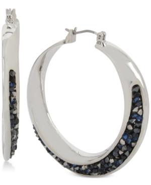 Kenneth Cole New York Silver-tone Blue Sprinkle Stone Hoop Earrings