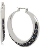 Kenneth Cole New York Silver-tone Blue Sprinkle Stone Hoop Earrings