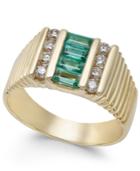 Men's Emerald (3/4 Ct. T.w.) & Diamond (2/5 Ct. T.w.) Ring In 14k Gold