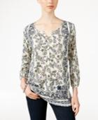 Style & Co. Printed Henley Top, Only At Macy's