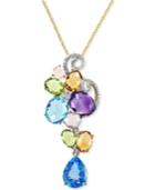 Effy Multi-stone Mosaic Cluster Pendant Necklace In 14k Gold (7-3/5 Ct. T.w.)