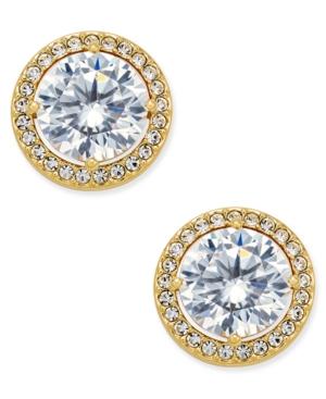 Eliot Danori Gold-tone Cubic Zirconia Framed Stud Earrings, Only At Macy's
