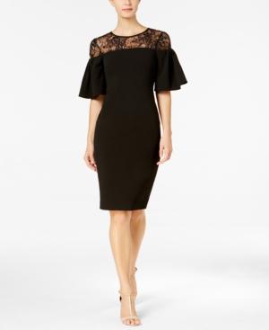 Calvin Klein Sequined Lace-yoke Ruffle Dress