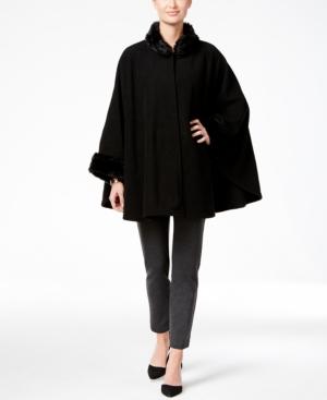 Cejon Fleece And Solid Faux Fur-cuff Cape