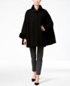 Cejon Fleece And Solid Faux Fur-cuff Cape