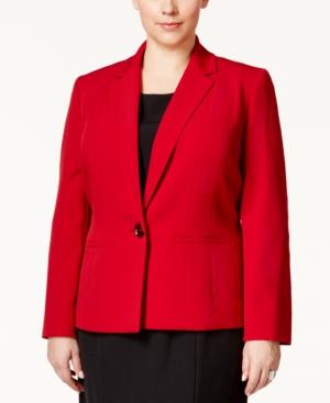 Kasper Plus Size One-button Crepe Jacket