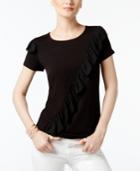 Inc International Concepts Ruffled Contrast T-shirt, Only At Macy's