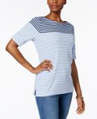 Karen Scott Petite Striped Top, Created For Macy's