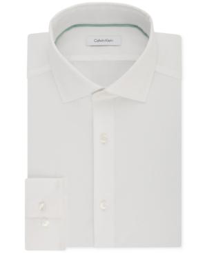 Calvin Klein Men's Steel Slim-fit Non-iron Performance Stretch Spread Collar White Dress Shirt