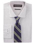 Nick Graham Green Stripe Dress Shirt And Navy Stripe Tie Set