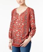 Style & Co. Petite Paisley-print Henley Top, Only At Macy's