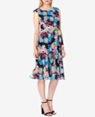 Tahari Asl Floral-print A-line Midi Dress