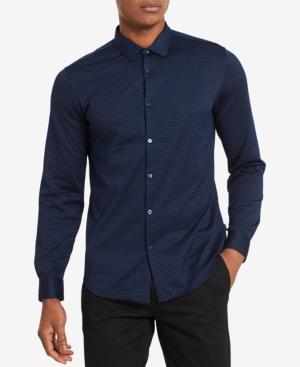 Calvin Klein Men's Yarn-dyed Dashed-stripe Jacquard Shirt