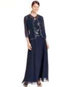 J Kara Embellished Popover Chiffon Gown And Jacket