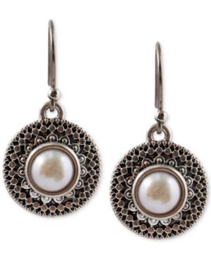 Lucky Brand Silver-tone Freshwater Pearl Small Drop Earrings