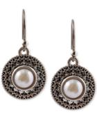 Lucky Brand Silver-tone Freshwater Pearl Small Drop Earrings