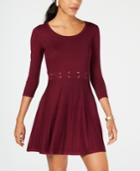 Bcx Juniors' Laced-waist Fit & Flare Sweater Dress