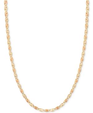 18 Tri-color Valentina Chain Necklace In 14k Gold, White Gold & Rose Gold