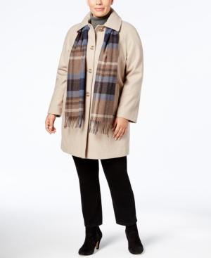 London Fog Plus Size Walker Coat With Scarf