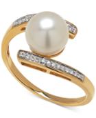 Honora Style Cultured Freshwater Pearl (8mm) & Diamond Accent Ring In 14k Gold