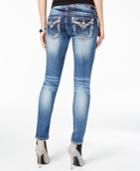 Miss Me Medium Wash Embroidered Faded Skinny Jeans