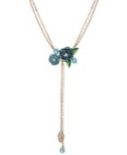 Betsey Johnson Gold-tone Glitter Rose Lariat Necklace