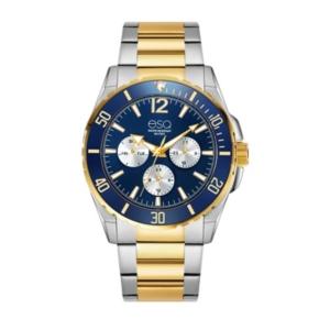 Men's Esq0241 Two-tone Multi-function Stainless Steel Bracelet Watch, Blue Dial