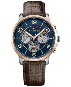 Tommy Hilfiger Men's Sophisticated Sport Brown Leather Strap Watch 44mm 1791290