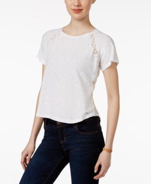 Calvin Klein Jeans Lace-trim Raglan-sleeve Top