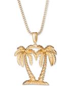 Men's Palm Tree 24 Pendant Necklace In 18k Gold-plated Sterling Silver