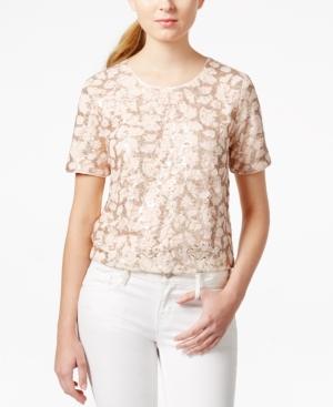 Maison Jules Lace Sequin Top, Only At Macy's