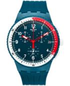 Swatch Men's Swiss Chronograph El Comandante Petrol Blue Debossed Silicone Strap Watch 42mm Susn405