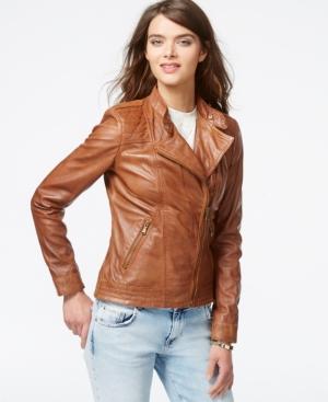 Guess Asymmetrical Zip-front Leather Jacket