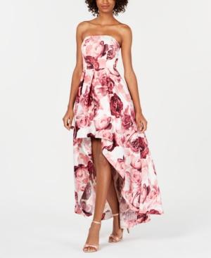 Speechless Juniors' Floral Strapless High-low Gown