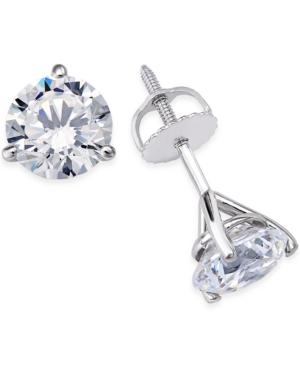 Certified Diamond 3-prong Stud Earrings (2 Ct. T.w.) In 18k White Gold