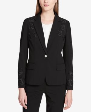 Calvin Klein Floral-applique One-button Jacket