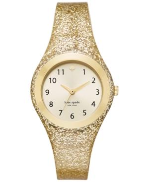 Kate Spade New York Women's Rumsey Gold Glitter Silicone Strap Watch 30mm Ksw1221