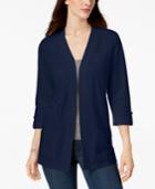 Karen Scott Cotton Button-tab Cozy Cardigan, Created For Macy's