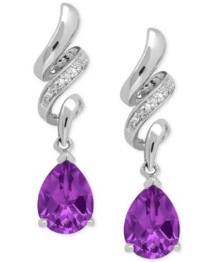 Amethyst (1-9/10 Ct. T.w.) And Diamond Accent Squiggle Earrings In Sterling Silver