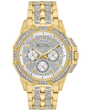 Bulova Men's Crystal Accented Gold-tone Stainless Steel Bracelet Watch 43mm 98c126