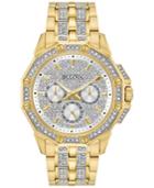 Bulova Men's Crystal Accented Gold-tone Stainless Steel Bracelet Watch 43mm 98c126