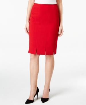 Kasper Stretch-crepe Pleated Straight Skirt