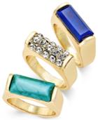 Thalia Sodi Gold-tone Stone And Crystal Bar Ring Trio, Only At Macy's
