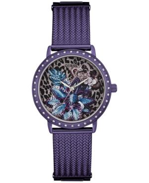 Guess Women's Purple Stainless Steel Mesh Bracelet Watch 35mm U0822l4