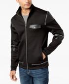 Inc International Concepts Men's Zipper Jacket With Faux Leather Trim, Created For Macy's