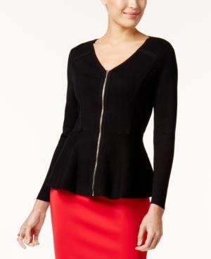 Thalia Sodi Zip-front Peplum Sweater, Created For Macy's
