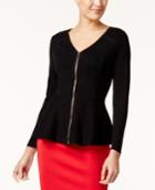 Thalia Sodi Zip-front Peplum Sweater, Created For Macy's