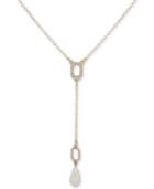 Ivanka Trump Gold-tone Pave & Imitation Pearl Lariat Necklace, 16 + 3 Extender